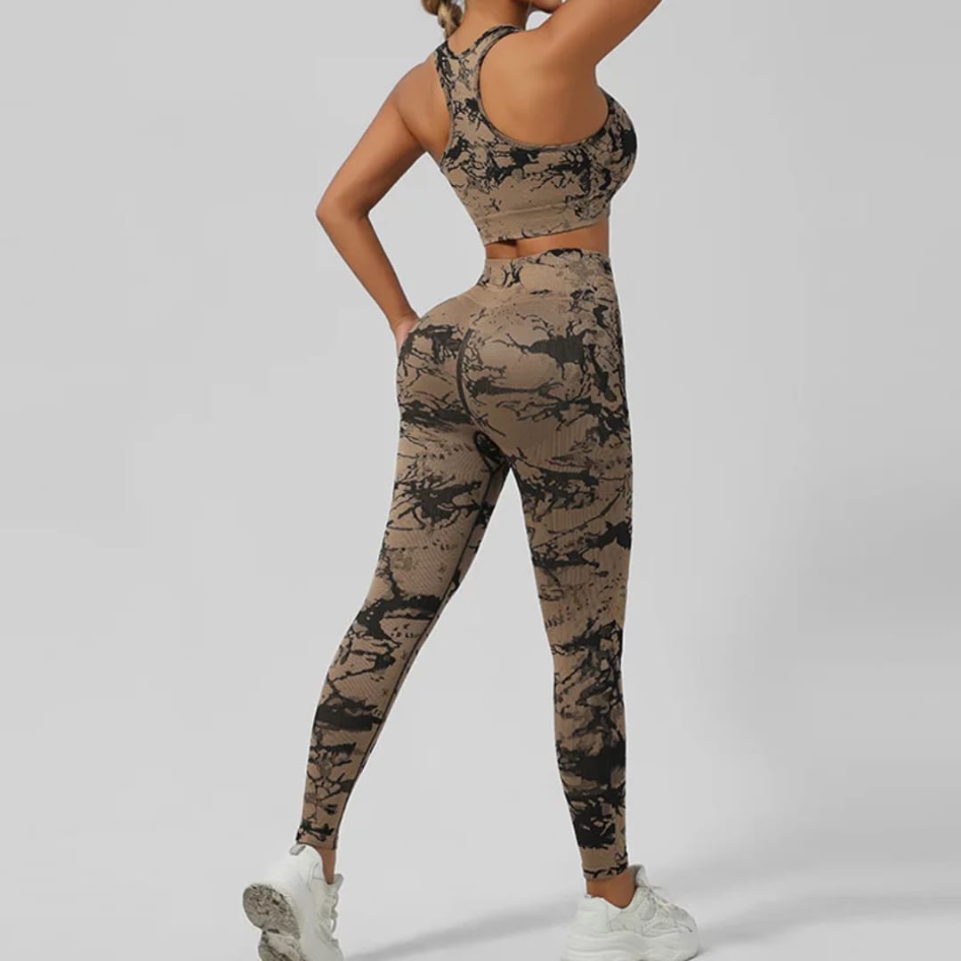 ENSEMBLE SPORT FEMME / LEGGINGS MOTIF MARBRE