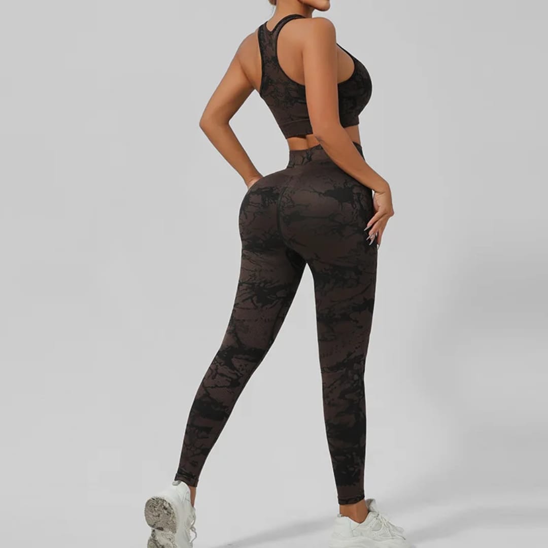 ENSEMBLE SPORT FEMME / LEGGINGS MOTIF MARBRE